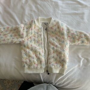 Lola + The Boys Pastel Bows Fuzzy Bomber
